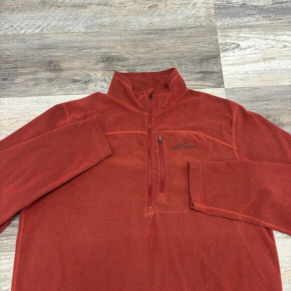 Eddie Bauer Brick Red Mens Large‎ Quarter Zip Mock Neck Knit Pullover Sweater - Picture 3 of 11